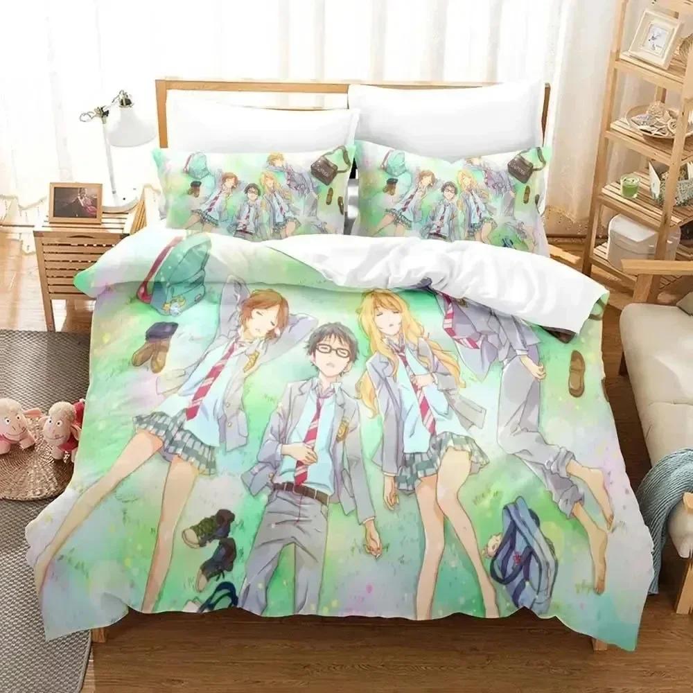 Luxury New 3D Print Anime Your Lie in April Bedding Set Boys Girls Twin Queen Duvet Cover  Kids Adult Fashion Home Textileextile