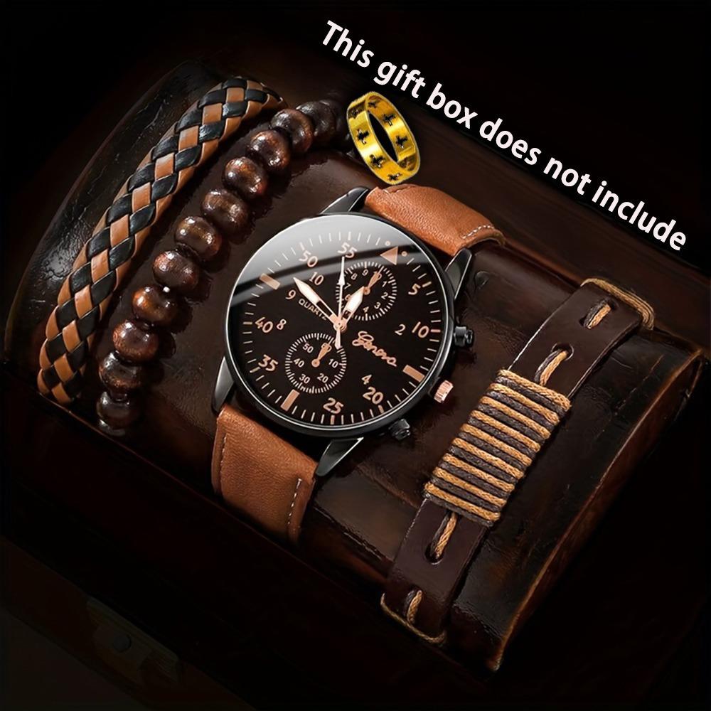 Watch Accessories Set Men'S Watch Accessories Ring Business Pu Belt Quartz Watch