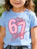 Childrens Shortsleeved Tshirts for Boys and Girls Loose and Breathablenumber 67 Pink Polka Dot Number Six Seven Number