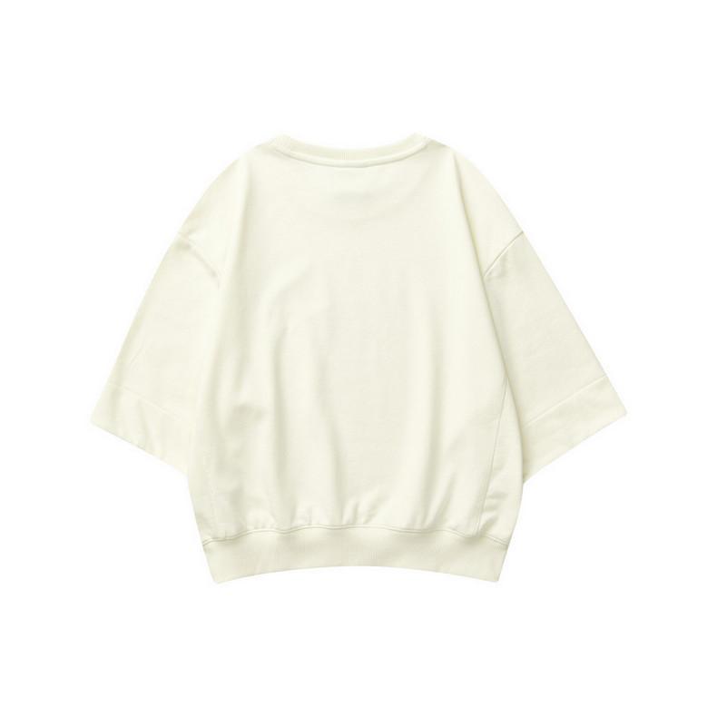 Skechers Stroll Series Letter Print Round Neck Sports Casual Breathable Three-Quarter Sleeve T-Shirt Women Tops Cream Off-White L323W014-00NA