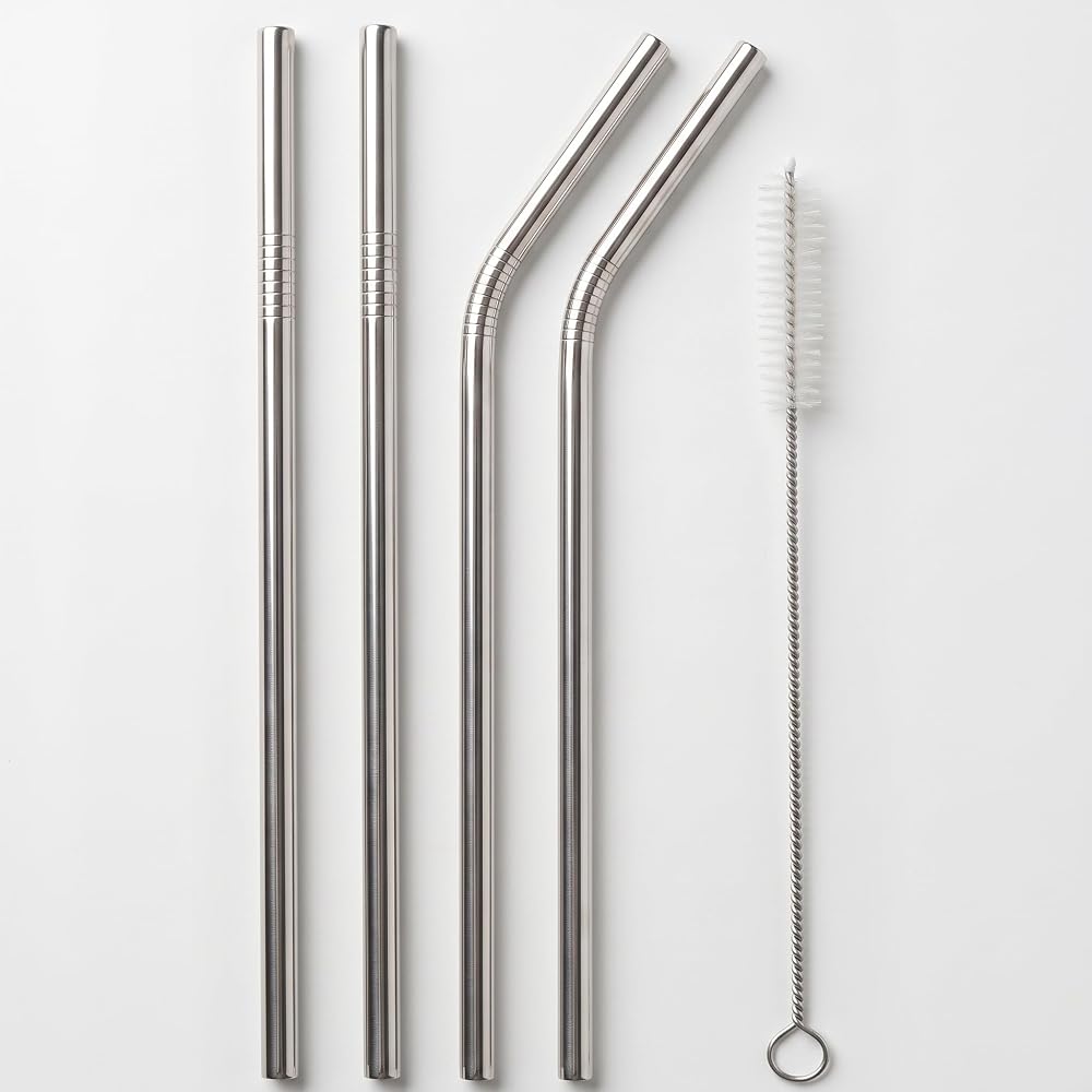 KBS Stainless Steel Straws for Drinking with Cleaning Brush For Kids and Adults Reusable Metal Straw Set Drinking Juice & Drinks Reusable Straw Pipe