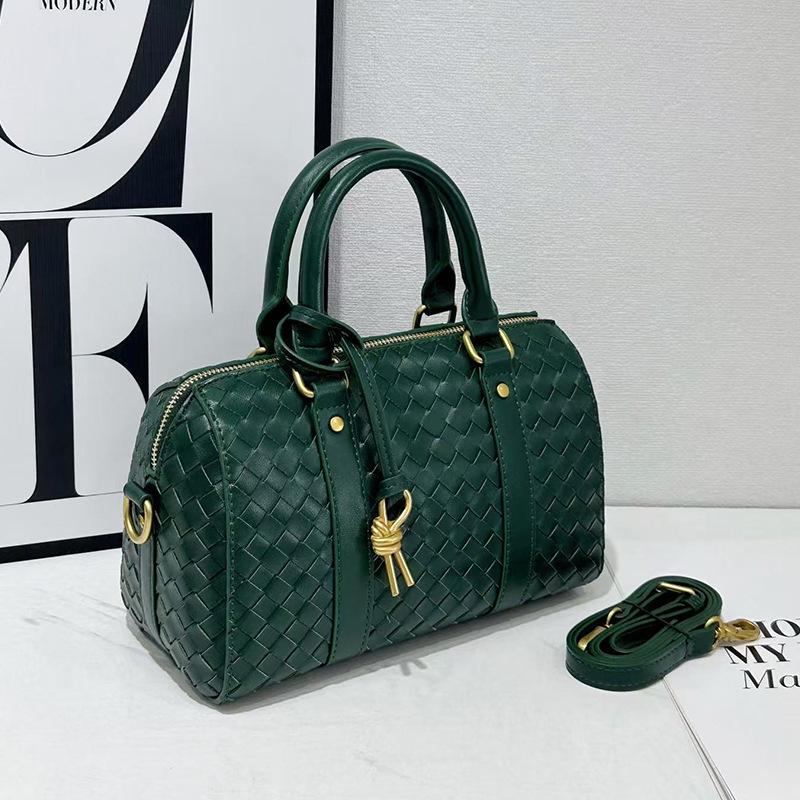 Bolsa de Mão Tecida em Couro de Vaca Diamante Outono/Inverno 2025: Bolsa Versátil para Negócios, Deslocamento, Ombro e Mensageiro