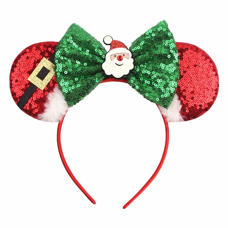 Neues Weihnachts-Mausohren-Stirnband für Mädchen Einheitsgröße Pailletten Schleife Haarband Festival Party DIY Haarschmuck Boutique