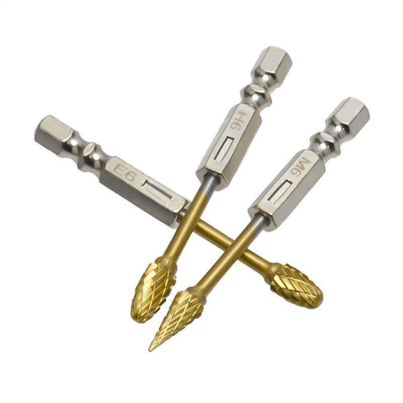 Cutting Burrs Tungsten Grinder Attachment Set Of 10 Heavy Duty 1/4 Inch Shank Carbide Burr For Woodworking Metalworking