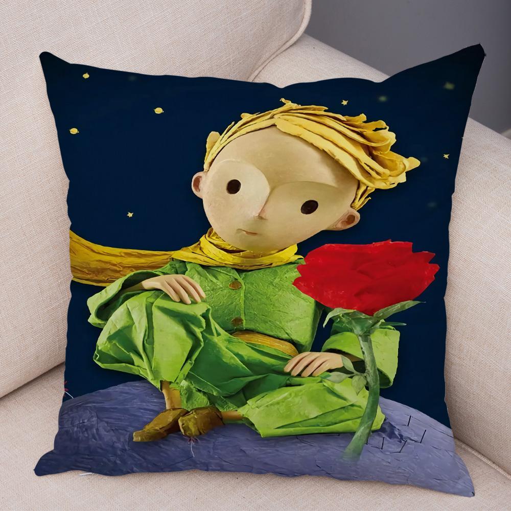 Little Prince Cushion Cover Decor France Anime Cartoon Print Pillow Case for Sofa Home Children Room Soft Plush Throw Pillowcase