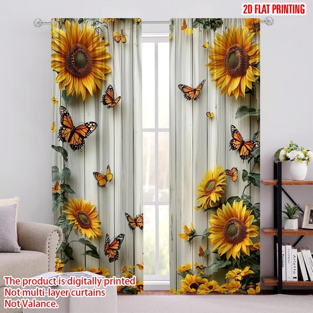 

2pcs Party Window Curtains Butterflies and sunflowers Versatile Polyester Fabric,Without Electricity Festive Backdrops Perfect 52.50 × 116.00 cm 2 pcs