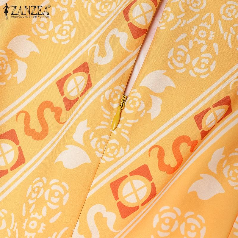 ZANZEA Women Summer Print Casual Short Sleeve Dress