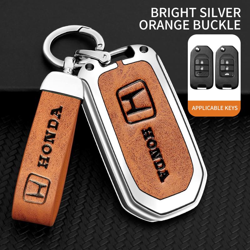 Zinc Alloy Leather Car Key Case Cover For Honda Civic Accord City Odyssey CR-V XR-V HR-V Vezel Jade Jazz Crider Auto Accessories