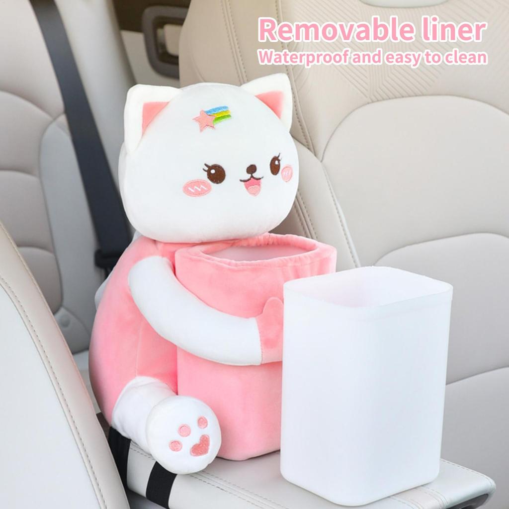 Car Tissue Box 2 In 1 Cute Vehicle Accessories Armrest Cat Napkin Holder Car Trash Bin For Center Console Truck SUV RV Sedan
