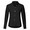 Women Stand Collar Long Sleeve Metal Button Solid Casual Blouse Shirt Top