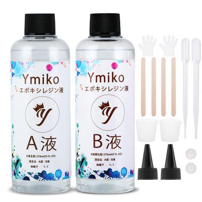 Epoxy Resin, Two-Part Liquid, Large Capacity, 540ml/18oz, Highly Transparent, Hypoallergenic, Hard Type, 1:1 Mix Ratio, DIY Craft Supplies