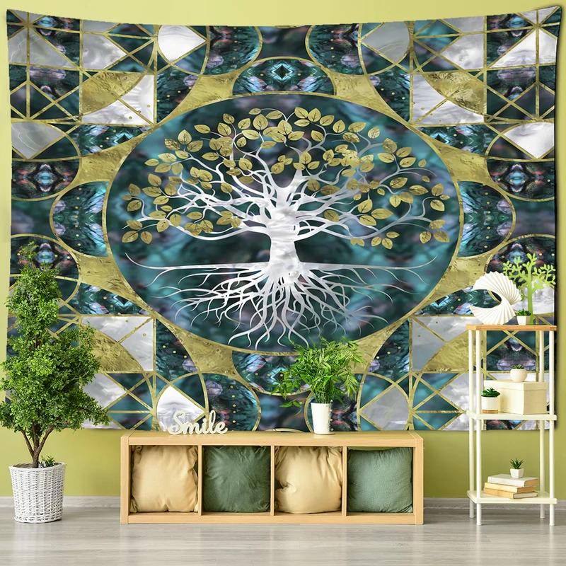 Tree Of Life Tapestry Psychedelic Bohemian Hippie Wall Hanging Backdrop Aesthetic Home Decor for Bedroom Living Room Dorm