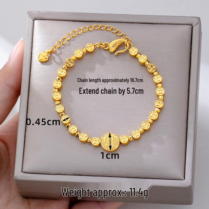 Ancient Five Emperor Coin Necklace & Diamond-Set Copper Earrings - Trendy, Long-Lasting Jewelry for Women