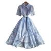 Super Fairy Princess Wind Heavy Industry Lace Mesh Lapel Dress Women's Summer French Celebrity Single-breasted Waist Dress