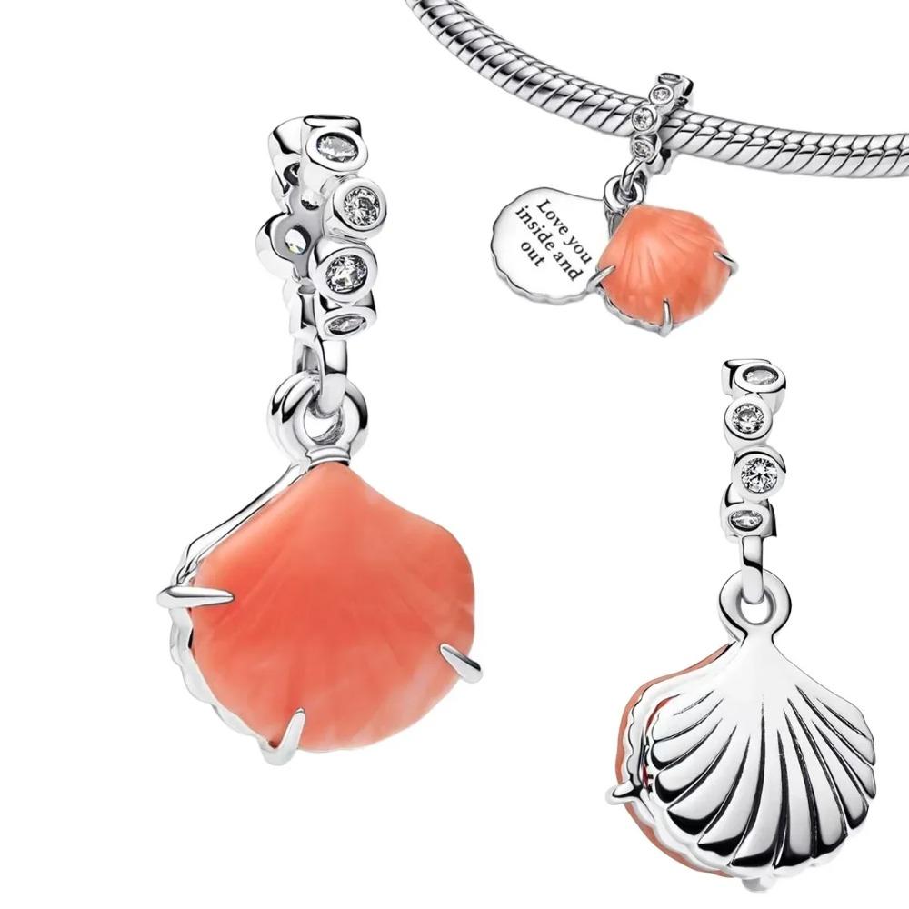 925 Silver Pink Blossom Dangle Charm Butterfly Heart Flower Rose Bird Bead For DIY Necklace Bracelet Fine Jewellery