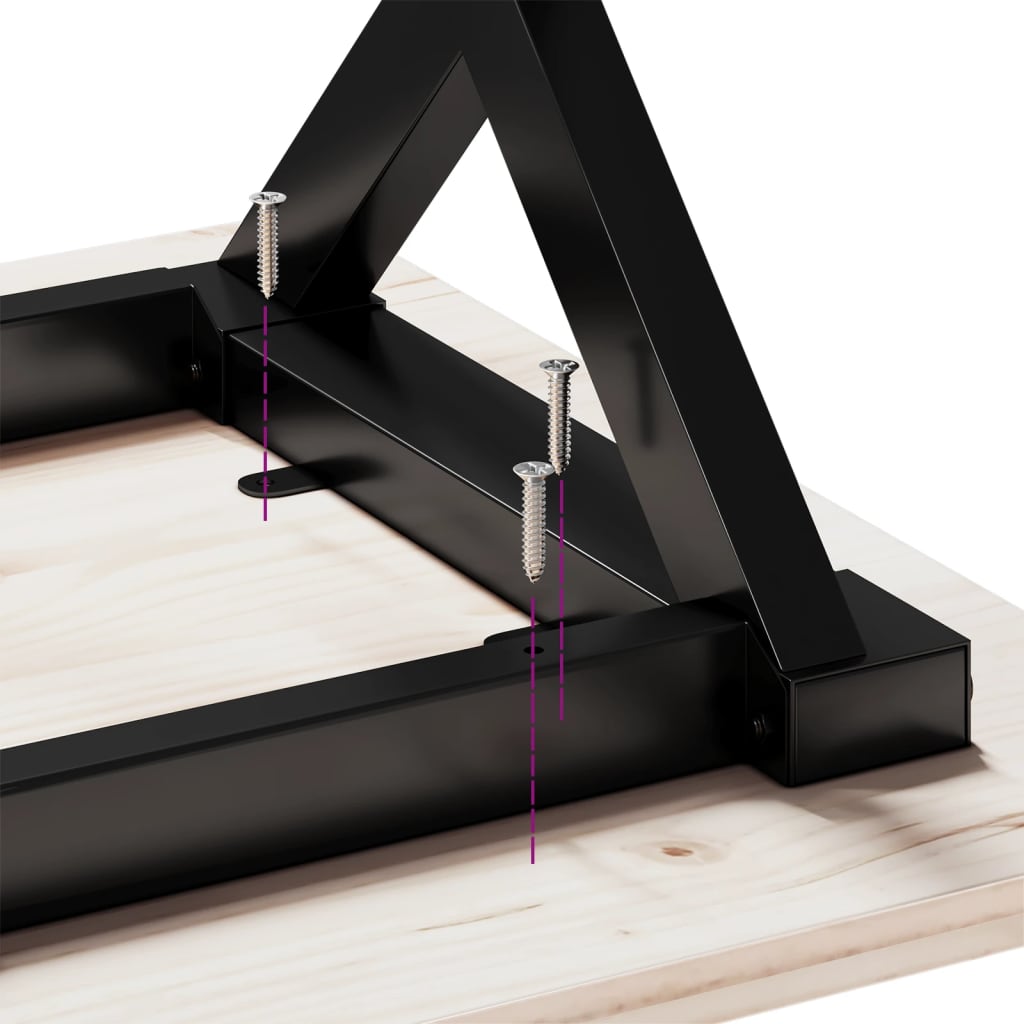 Dining Table X Frame 80 x 50 x 75 cm Solid Pine Wood and Steel
