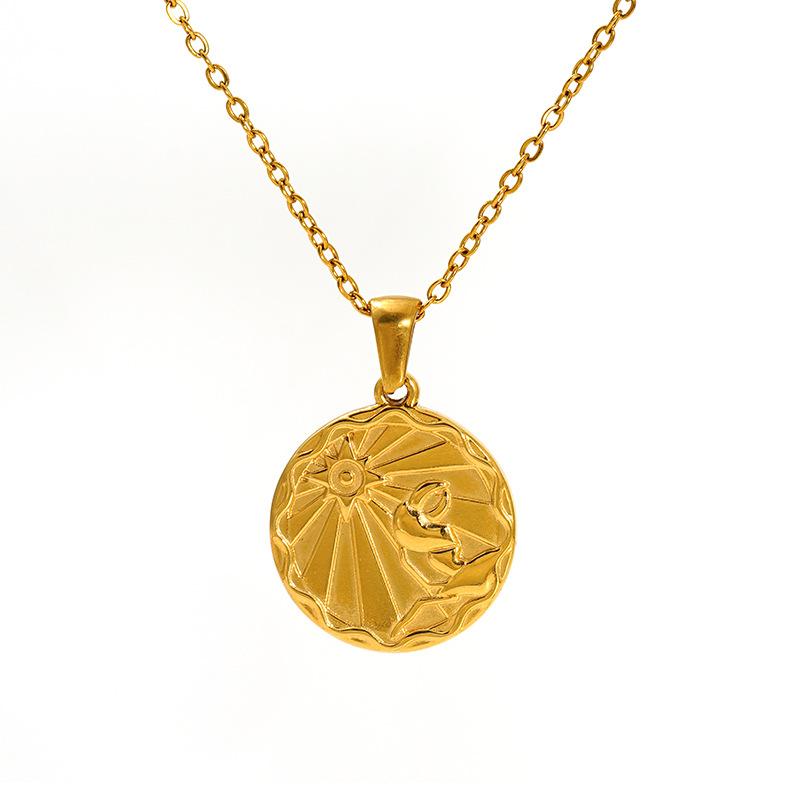 2026 Fashion Cold Wind Necklace Personality Trend Round Brand Pendant Women's Twelve Constellation Jewelry