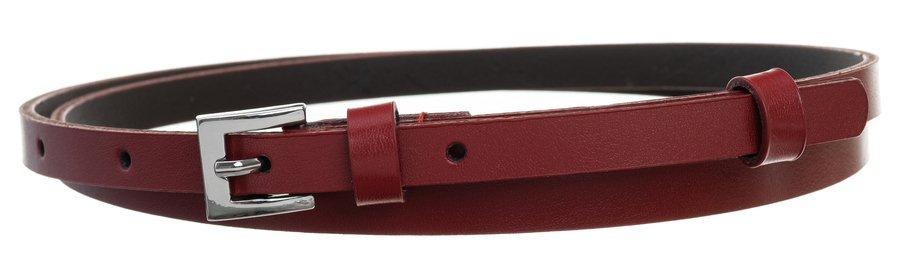 Classic, narrow women's belt with a silver metal buckle