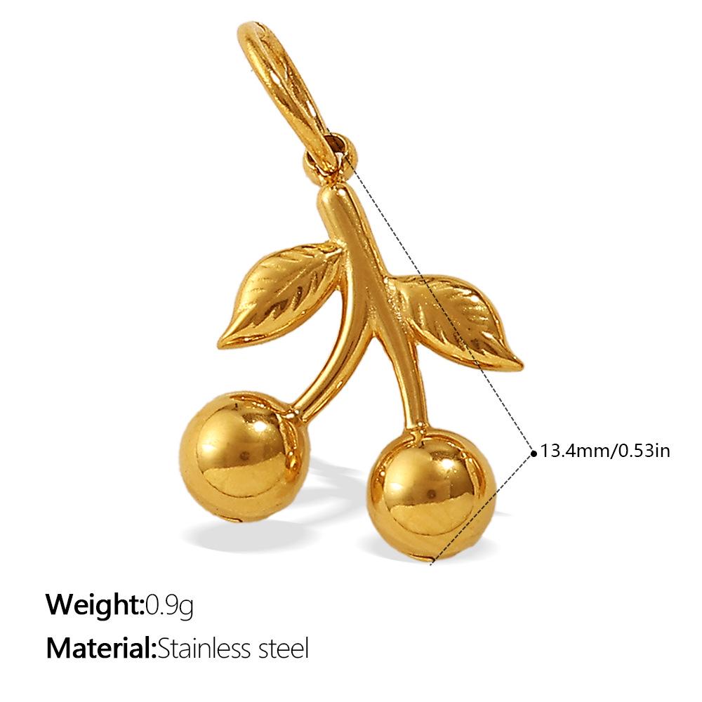 Stainless Steel Cherry Fruit Design Pendant for DIY Bracelets & Necklaces