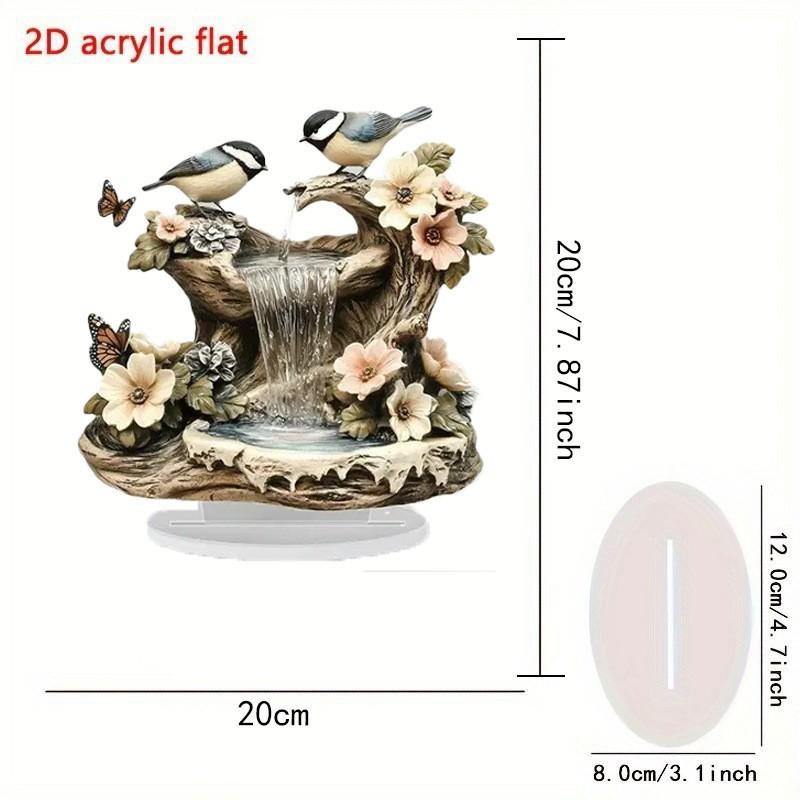 Vogel Schmetterling Gartenbrunnen Heimdekoration Ornament 2D Flache Acrylfigur Tischschmuck Desktop-Dekor