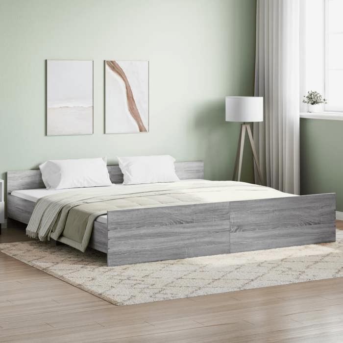 VidaXL Bed Frames Headboard and Footboard Grey Sonoma 200x200 Cm 3203738