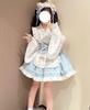 CAWILXHA Lolita Cosplay Japanese Light Blue and Princess Long Mori Dreamy Cute Halloween Costume Blue Dress, Costume, Style, Pink, Sleeves, Sleeves,