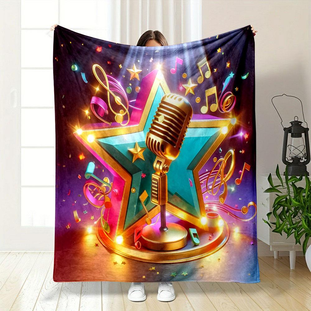 Retro Music Star Design Print Blanket Soft and Cozy Perfect for the Living Room Bed Sofa or a Nap,gift