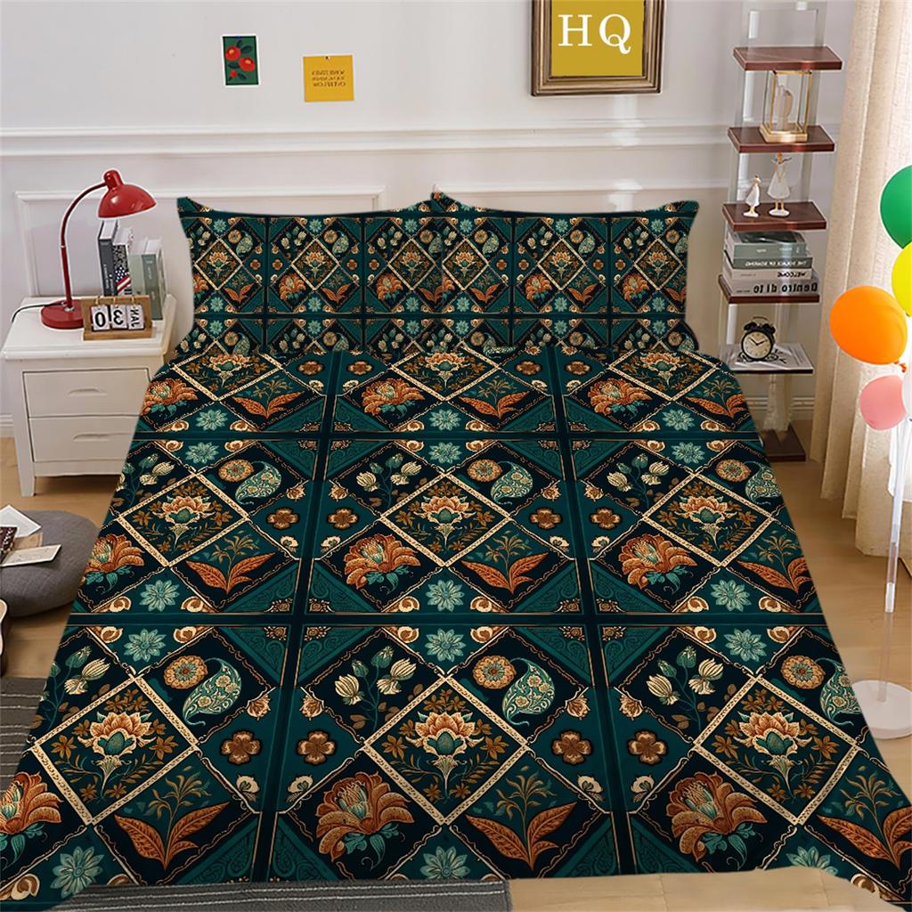 Zestaw pościeli 3D Paisley w stylu indyjskim Poszwa na kołdrę 2/3 sztuk UK/US/AU/EU/DE Pełny rozmiar Zmywalny miękki Szybkoschnący Dekoracja wnętrz
