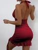 High-End European & American Halter Backless Bodycon Skirt: Sexy Summer Pleated Ruffle Dress for Women