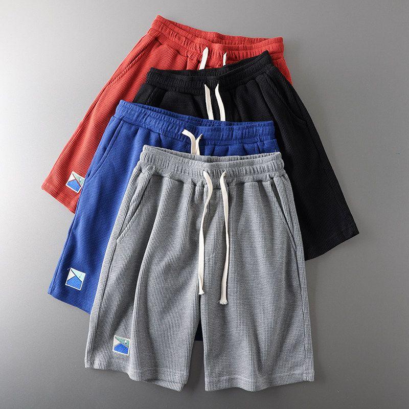 Export Original Tail Single Cut Label Middle Pants Waffle Shorts Men's Summer High Street American Fifth Pants Export Men's Trousers