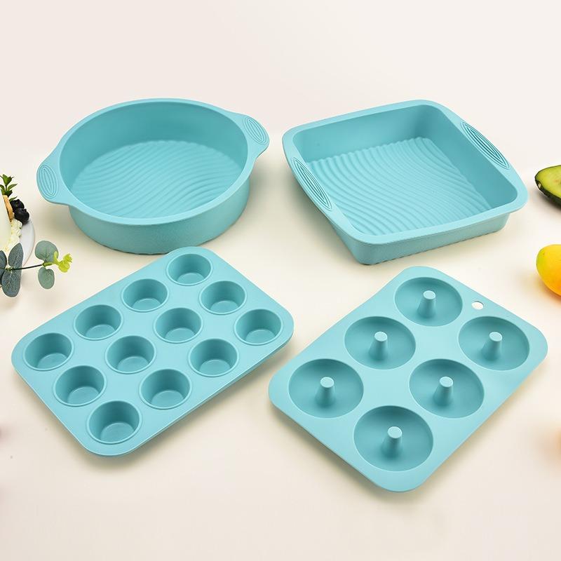 Silicone cake mold six-piece set food grade silicone round cake shop kitchen baking silicone cake mold