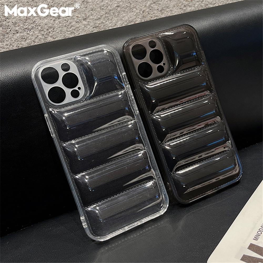 The Puffer Case For iPhone 15 14 13 12 11 Pro Max XR X XS 7 8 Plus Shockproof Transparent Down Jacket Soft Couple Clear Cover