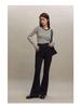 Women's Slim Fit Contrast Stripe Long Sleeve Knit Top for Autumn/Winter 2023