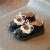 Herbstmädchen Mary Janes Rüschen Schleife Schwarz Weinrot Kinder Lederschuhe Flach Süß Niedlich Flexibel Kinder Flachschuh 21-35