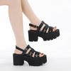 Fashion Black Chuky Heel Gladiator Sandals Platform Women Shoes Pumps Ankle Strap Open Toe Casual Shoes Cosplay Lolita Zapatos De Mujer