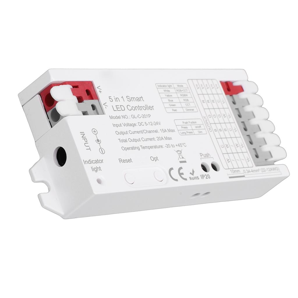 LED Light Controller Support for ZigBee3.0 Pro+ 5 In 1 Strip Light Controller RGBCCT RGBW RGB CCT Dimmer Mode 20A