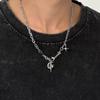 Men's Durable Titanium Steel Cuban Chain Necklace with Zircon Pendant