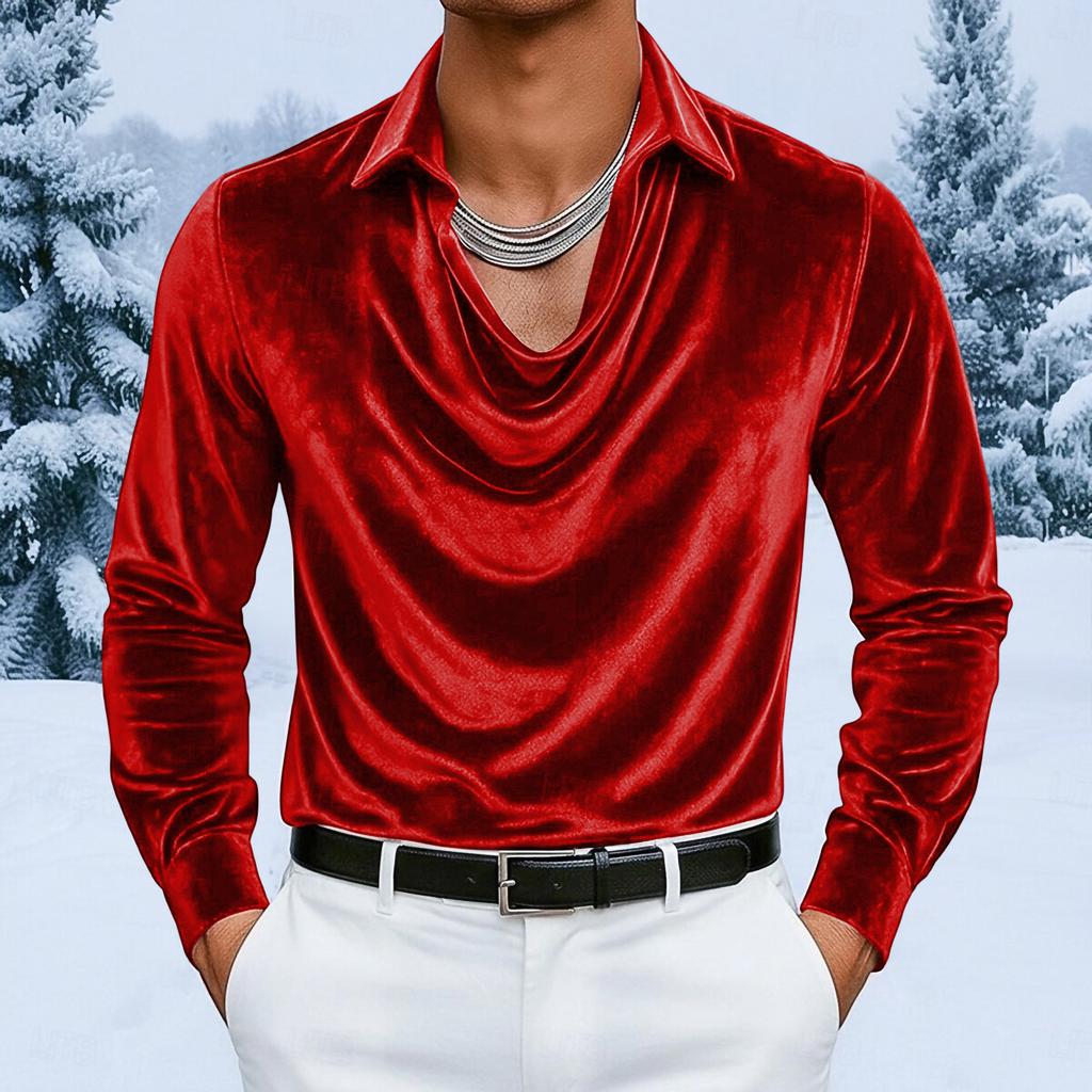 Stylish Men's Color Velvet Long,sleeved T,shirt Pullover Top