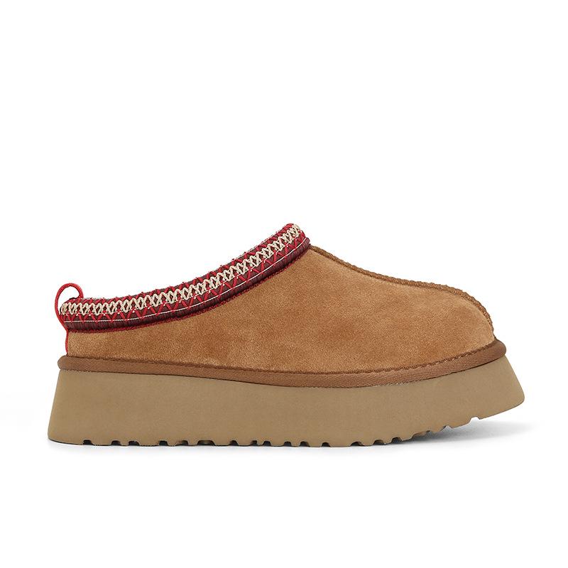 XD3 Genuine Leather Fleece-Lined Low-Top Cotton Snow Boots with Thick Sole for Women's Winter