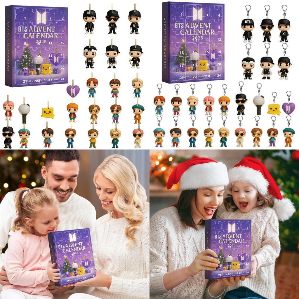Bts Christmas Advent Calendar With Acrylic Keychain Ornaments For Holiday Gift Giving