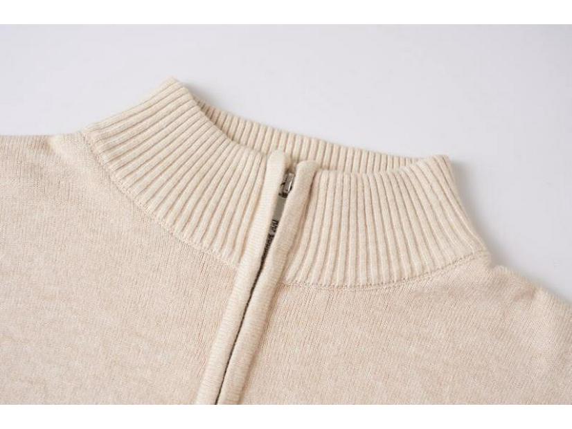 Autumn/Winter Men's Half-Zip Stand Collar Solid Color Knit Sweater Fashion Base Layer