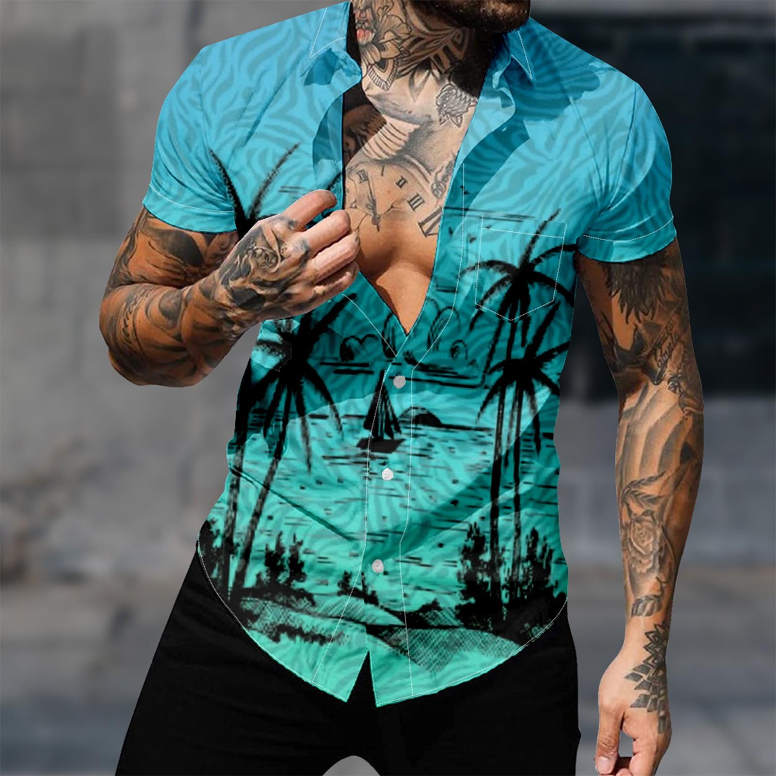 

Мужские гавайские рубашки с короткими рукавами и пуговицами с принтом. Мужские повседневные модные рубашки с короткими рукавами. XXXXL
