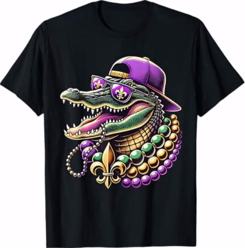 Mardigator Mardi Gras Alligator Costume Men Women Mardi Gras TShirt Unisex T-Shirt XXXL
