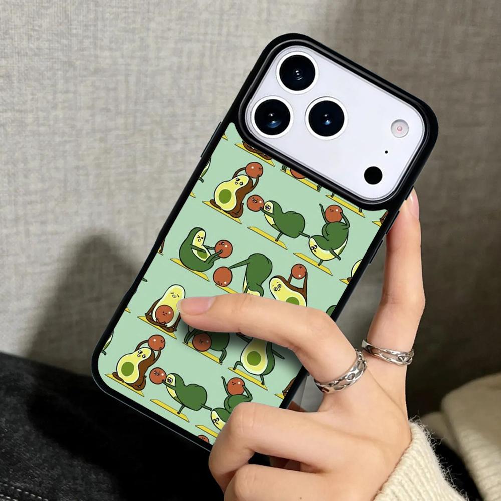Capa Case for iPhone 17 Air 16 Pro Max 15 Plus 11 13 Mini 14 12 Back Phone Cover Cute Avocado Fruits