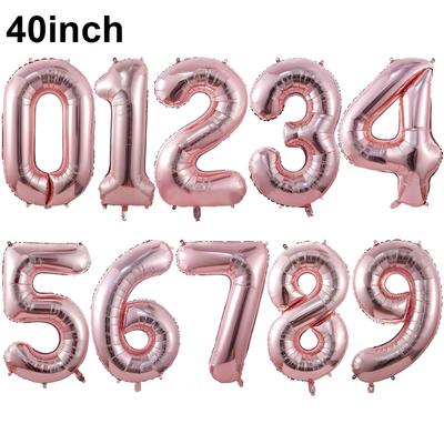 Big Giant 40Inch Rose Gold Foil Number Balloons 1 Digit Balloons for Digit Globos Birthday Party Decoration Baby Shower Supplies
