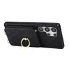 For Samsung Galaxy S26 Ultra Case Kickstand Rhombus Leather + TPU Phone Cover with Shoulder Strap