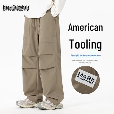 Mark Fairwhale Men's Straight-Leg Techwear Cargo Drawstring Trousers