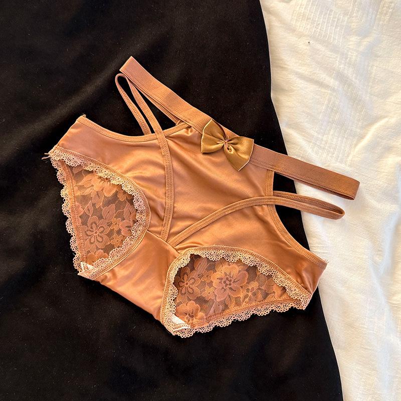 Lady Summer Pure Desire Sexy Lace Satin Comfortable Hollow Low Waist Triangle Briefs