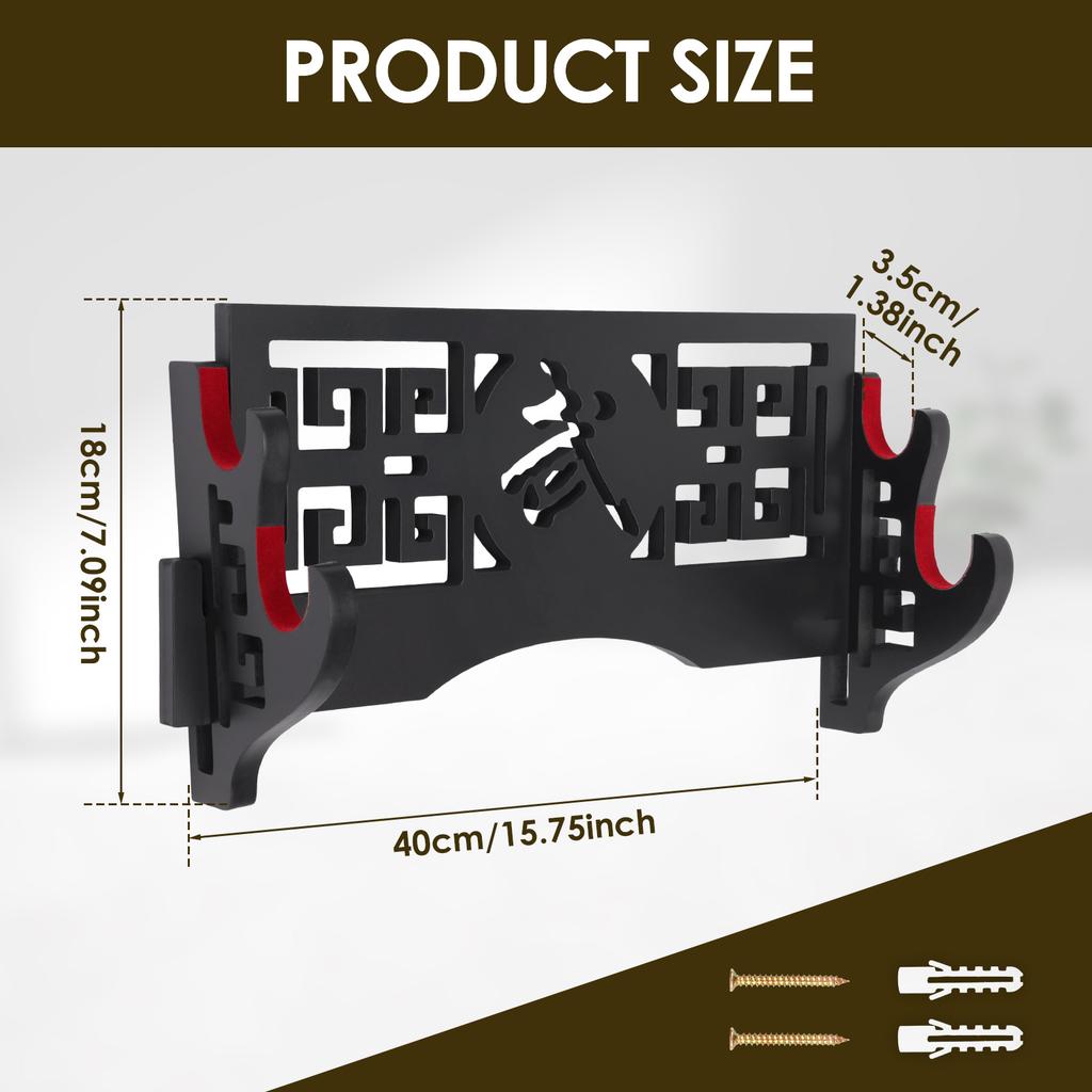 Wood Katana Stand with Velvet Padded Hook  2/4 Tiers Wall Mount Sword Holder Decorative Sword Stand Black Katana Holder