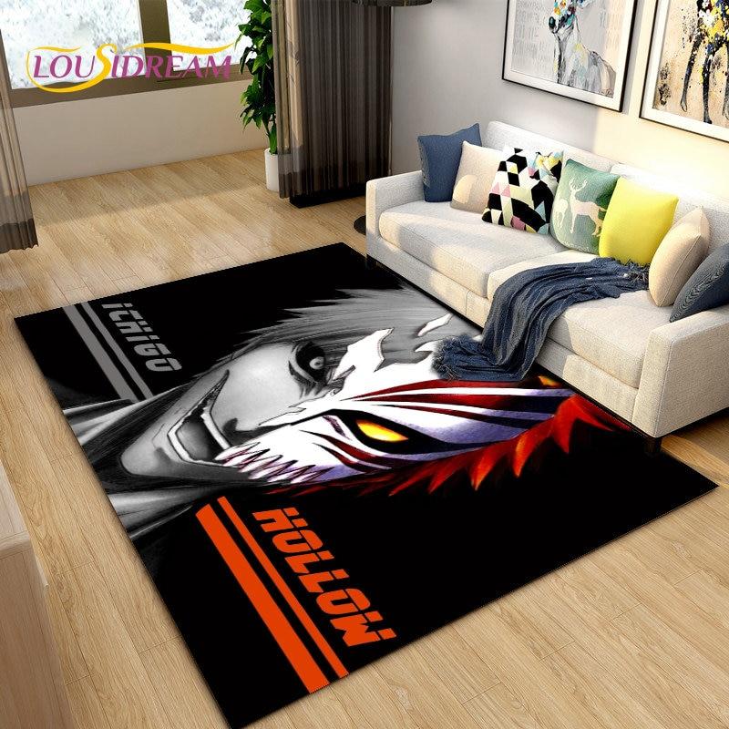 Bleach Japan Anime Cartoon Area Tapete Grande, Tapete de Carpete para Sala de Estar Quarto Sofá Capacho Decoração, Tapete de Piso Antiderrapante para Brincar de Criança